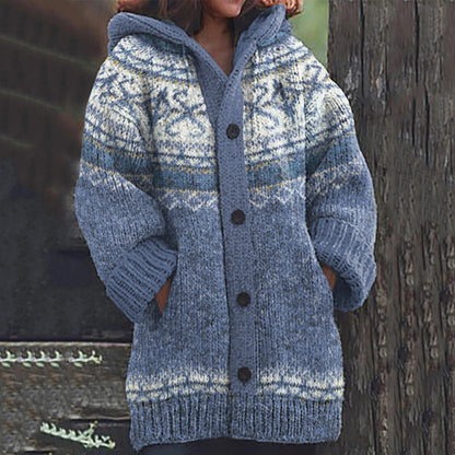 Icelandic Pattern Snowflake Jacquard Vintage Sweater Cardigan elevenforest