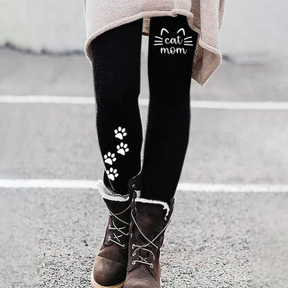 Comstylish Cat Mom Printed Casual Leggings