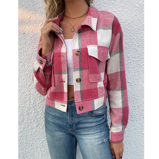 LM | Trendy plaid jacket for women