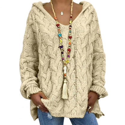 LM | Hooded sweater with V-neck
