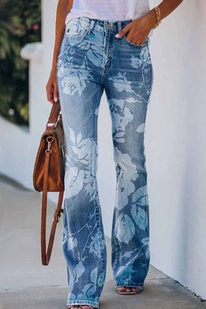 LM | Printed Faux High Rise Flare Pants