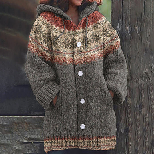Vintage Button Tribal Icelandic Pattern Cardigan Sweater elevenforest