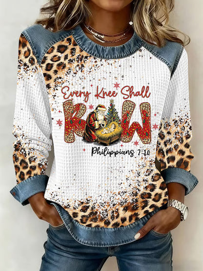 Comstylish Women's Every Knee Shall Bow Print Crew Neck Sweatshirt