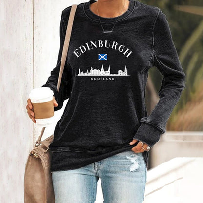 Comstylish Women's Scotland Travel Printed Casual Sweatshirt
