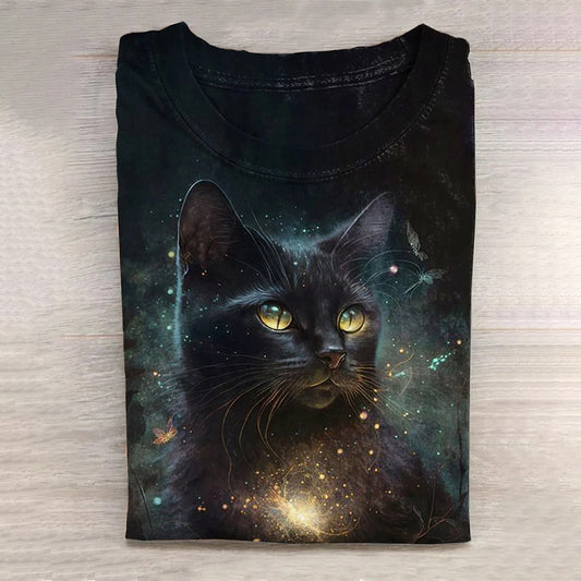 Halloween Cat Art Print Casual T-Shirt elevenforest