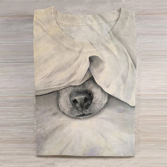 Comstylish Cute Dog Print Crew Neck Short Sleeved T-Shirt