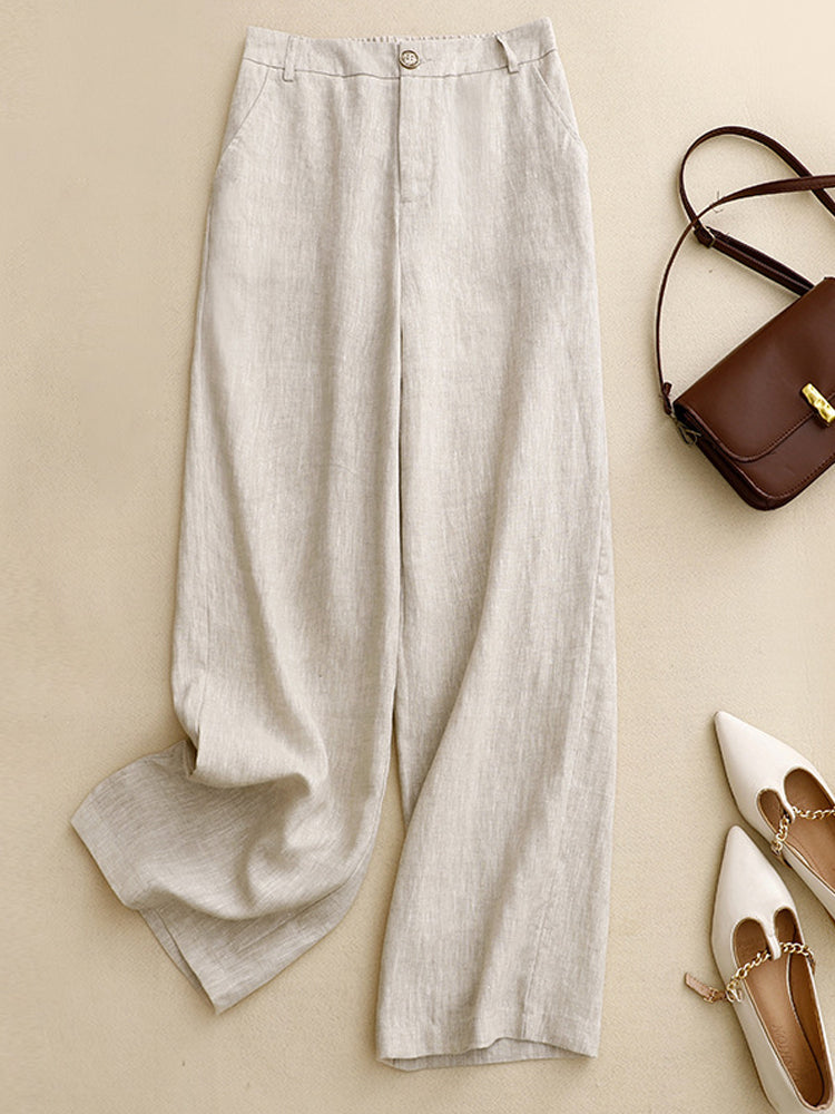 Comstylish Women's Linen Loose Straight Leg Pants