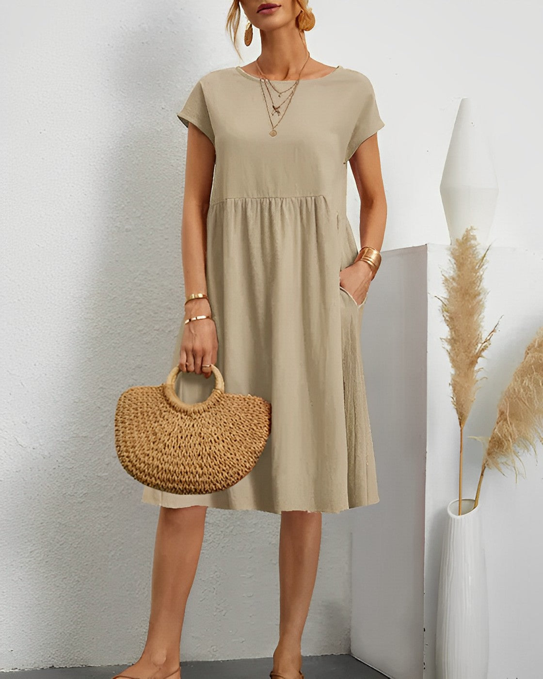LM | Midi dress with side pocket