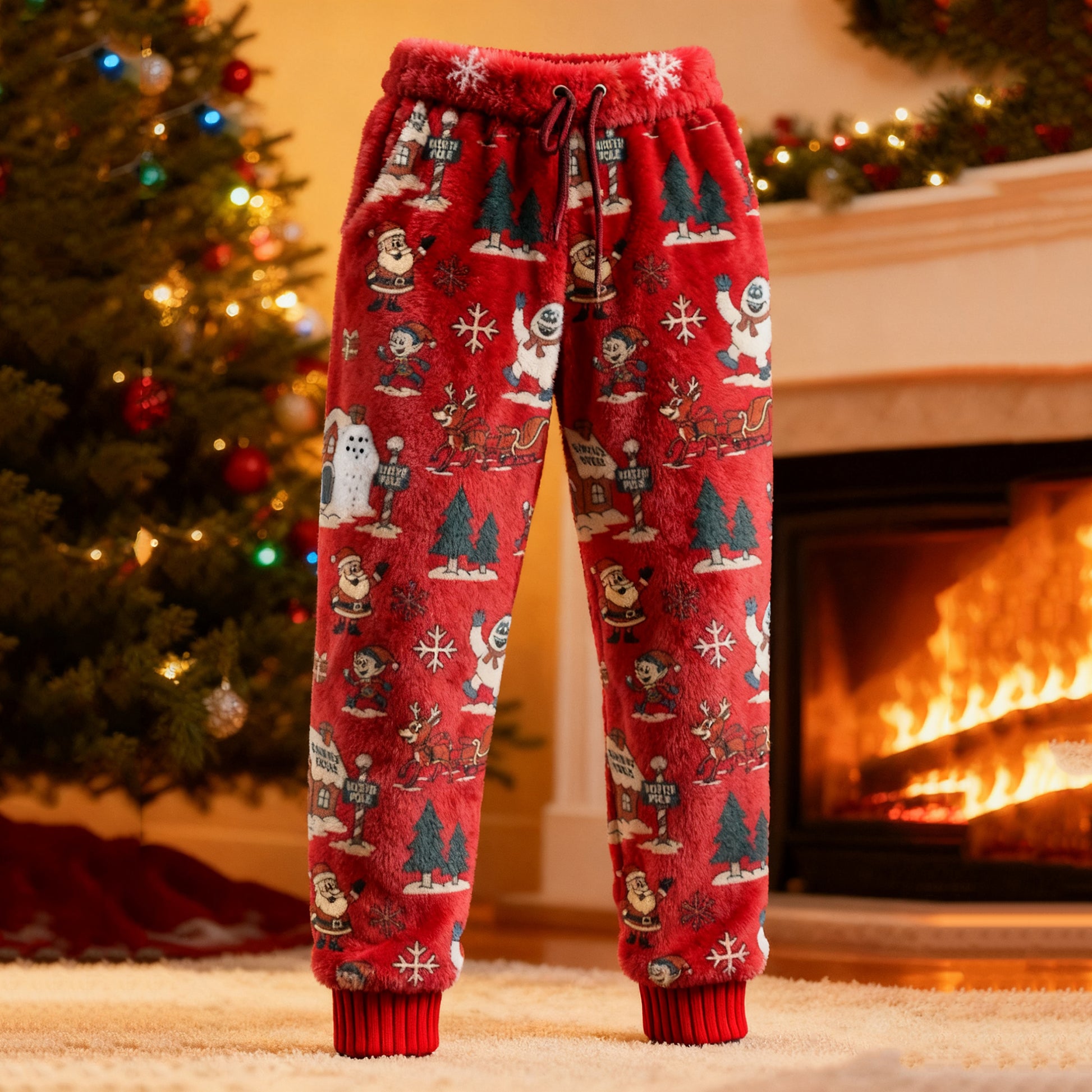 Comstylish Santa Claus Fun Pattern Women's Knitted Leggings