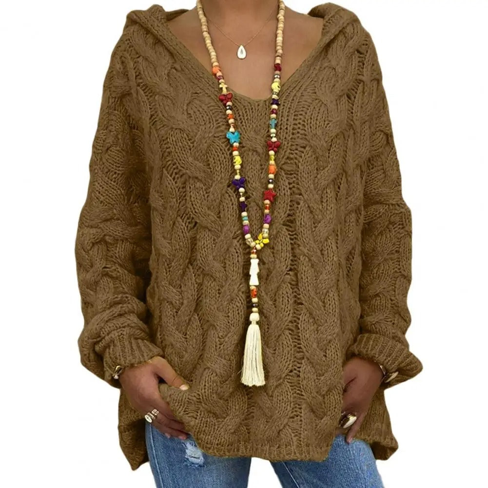 LM | Hooded sweater with V-neck