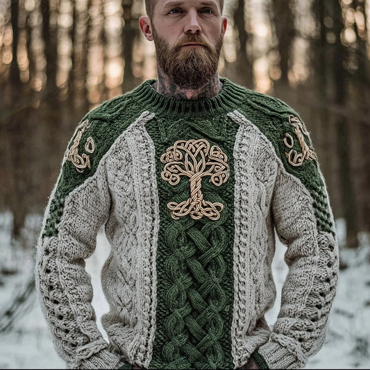 Men's Viking Tree Of Life Celtic Knot Knit Cozy Sweater artswardrobe