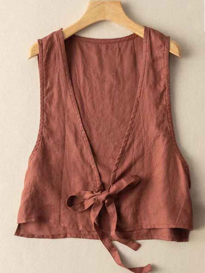 Women's Simple Versatile Linen Blend Casual Vest artswardrobe