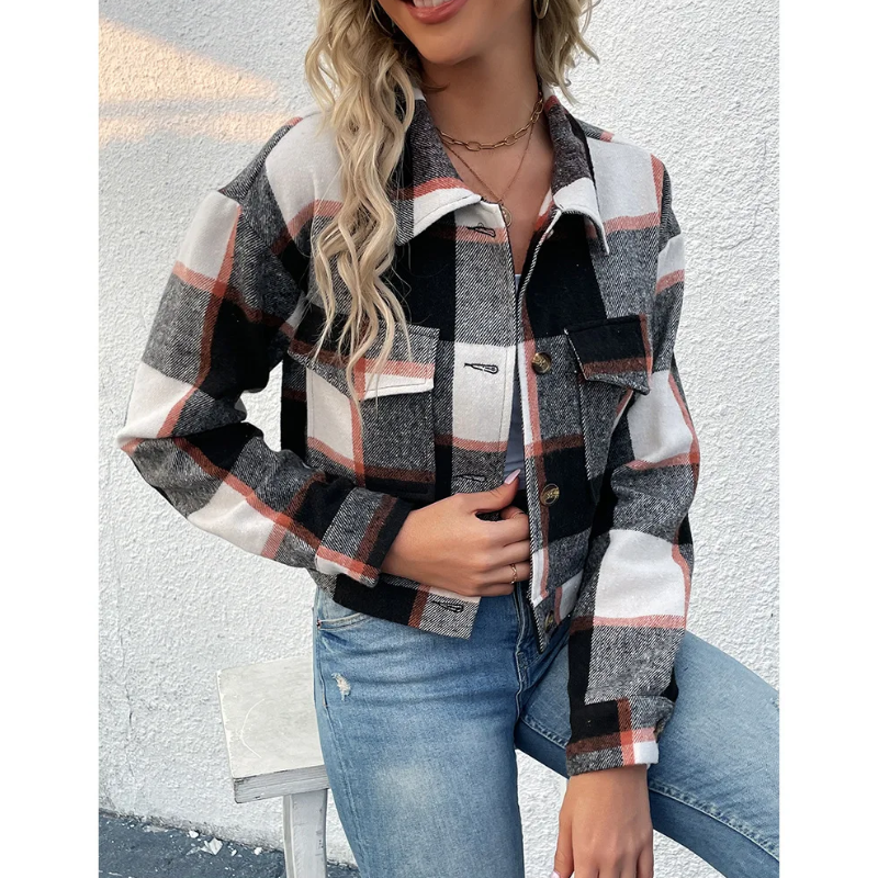 LM | Trendy plaid jacket for women