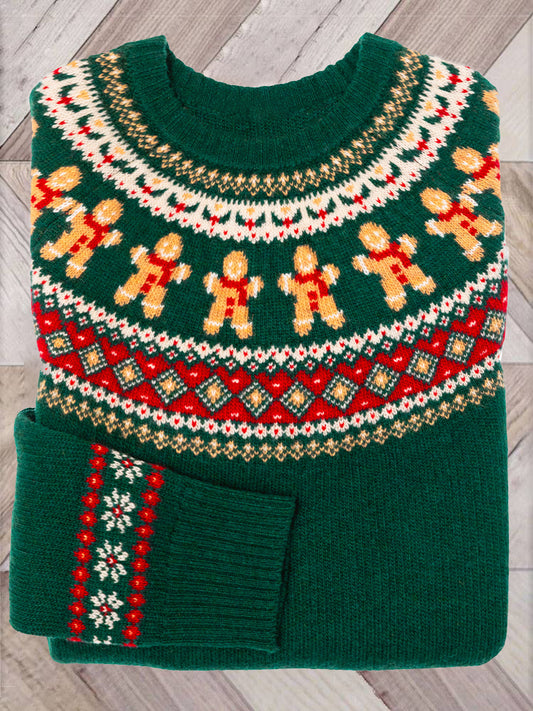 Christmas Gingerbread Pattern Cozy Knit Sweater artswardrobe