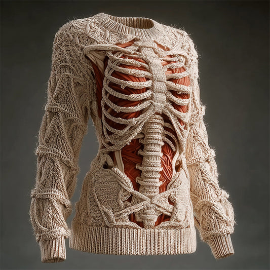 Halloween Musculoskeletal Anatomy Art Women's Knit Crew Neck Sweater artswardrobe
