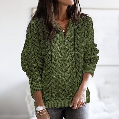 Women's Super Soft Honeycomb Half Zip Aran Sweater artswardrobe