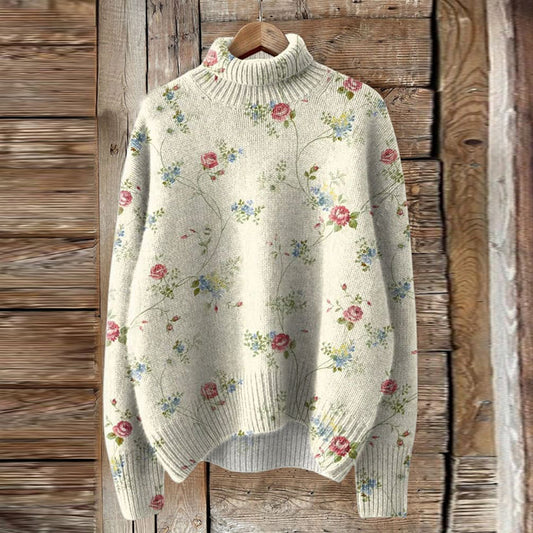 Vintage Tribal Floral Art Print Knit Sweater artswardrobe