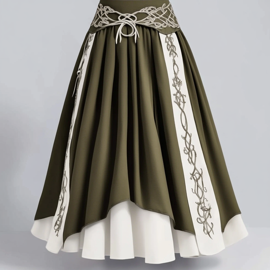 Women's Vintage Viking Rune Cotton And Linen Casual Skirt artswardrobe