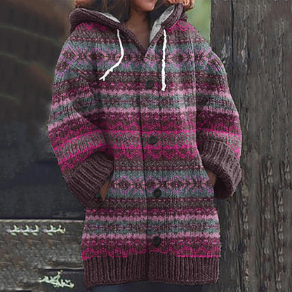 Vintage Icelandic Knit Jacquard Warmth Print Women's Sweater elevenforest