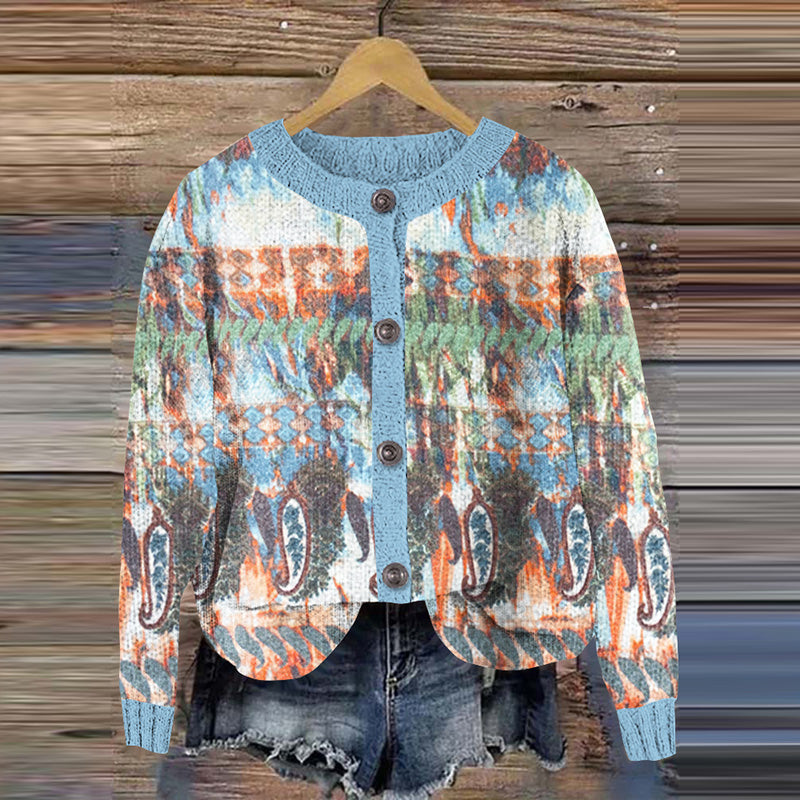 Vintage Paisley Knitted Cardigan Sweater elevenforest