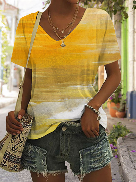 Abstract Fall Impressions Art V Neck T Shirt artswardrobe