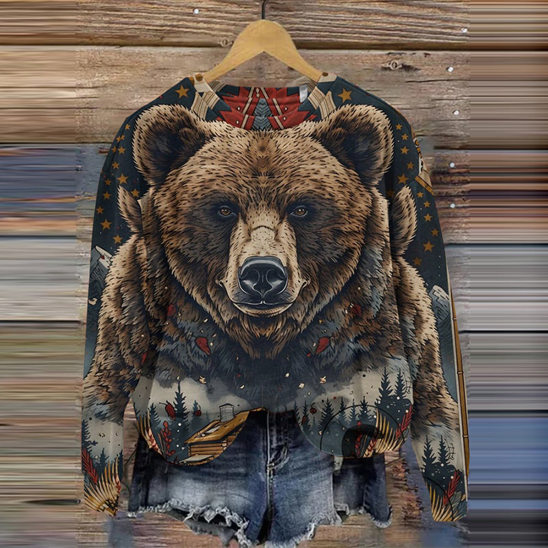 Comstylish Vintage Forest Grizzly 399 Printed Casual Sweatshirt