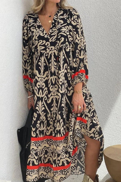 LM | Elegant printed bohemian maxi dress