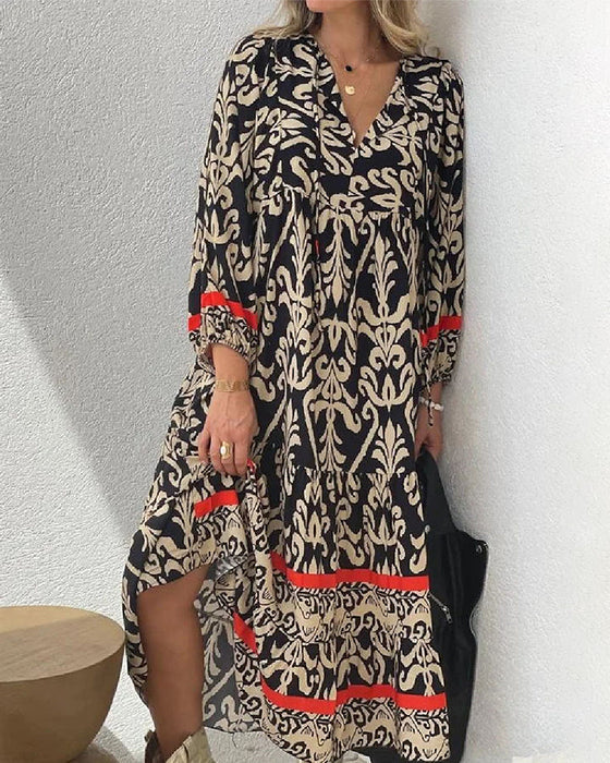 LM | Elegant printed bohemian maxi dress