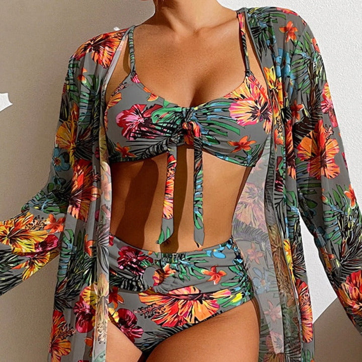 LM | 3-piece floral bikini with cover-up
