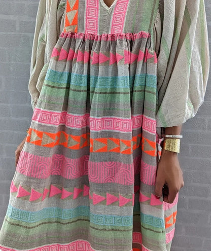LM | Long-sleeved maxi dress with V-neckline