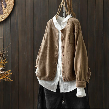 Vintage Solid Long Sleeve Sweater Cardigan elevenforest