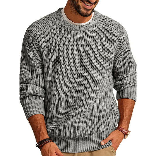 Men's Solid Color Long-sleeved Crew Neck Casual Sweater elevenforest
