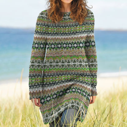 Vintage Icelandic Pattern Knitted Sweater Dress elevenforest