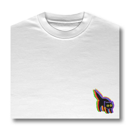 Women's Colorful Glitch Cat Art Short Sleeve T-shirt elevenforest