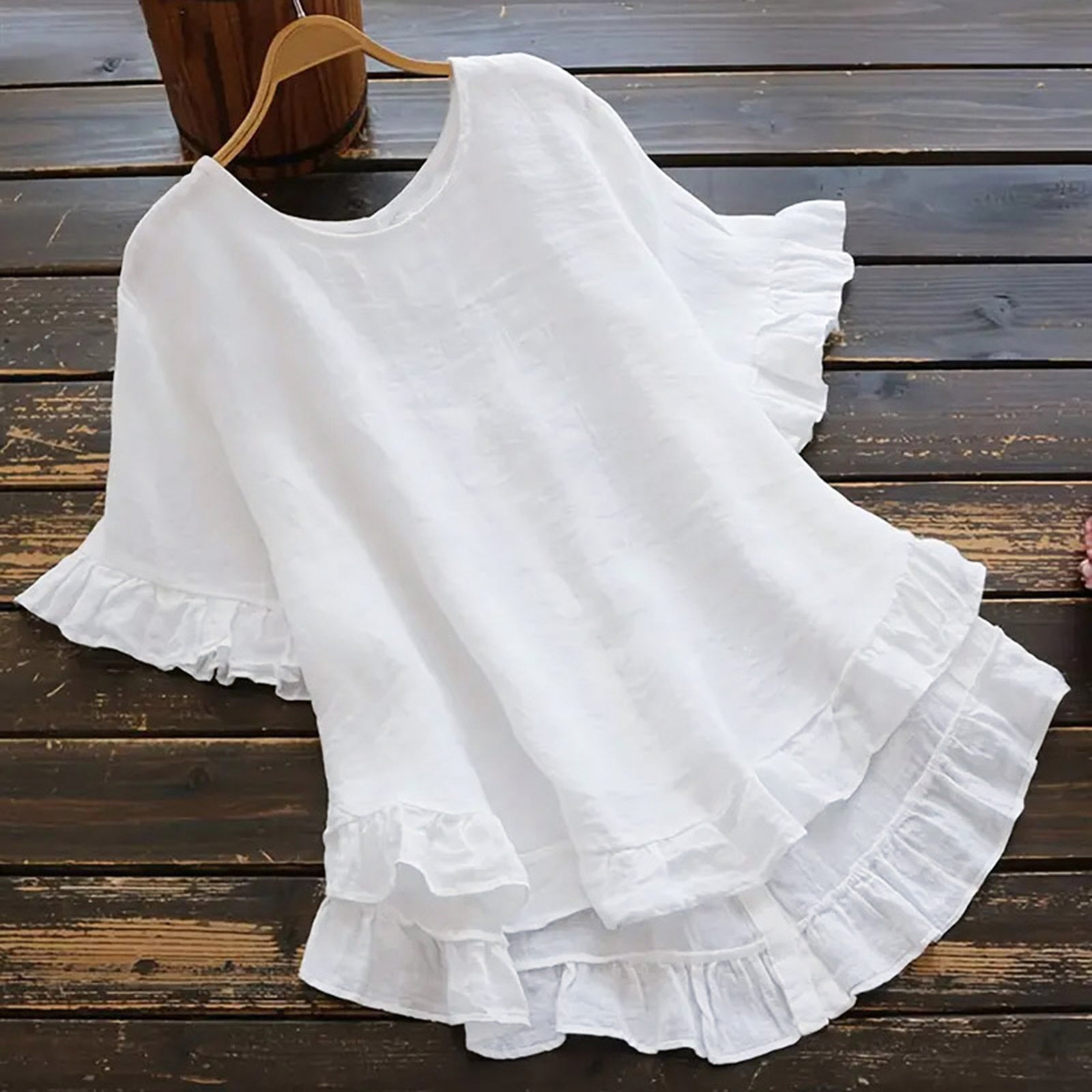 Comstylish Women's Retro Button Up Cotton And Linen Shirt