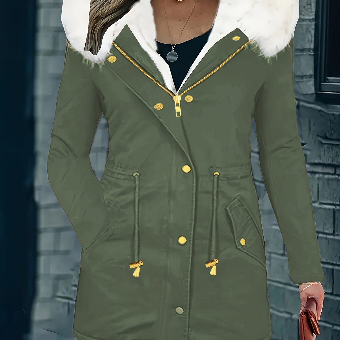 LM | Casual jacket with hood and faux fur