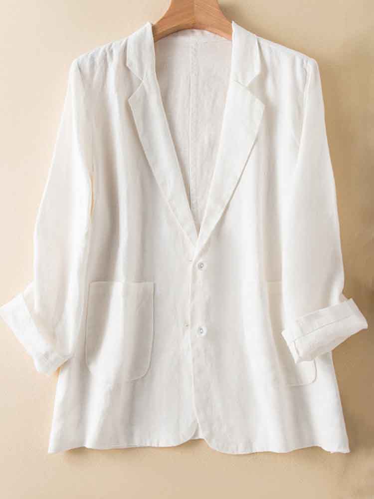 Women's Simple Versatile Linen Blend Casual Jacket artswardrobe