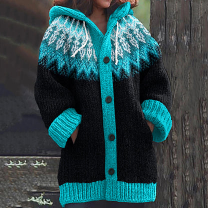 Vintage Tribal Icelandic Pattern Cozy Cardigan Sweater elevenforest