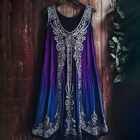 Vintage Viking Violet Gradient Pattern Comfy Tank Dress artswardrobe