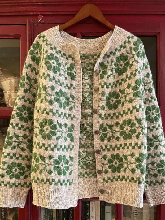 Women's Vintage Floral Knit Sweater elevenforest