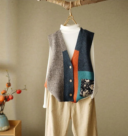 LM | Knitted vest in colorblock design