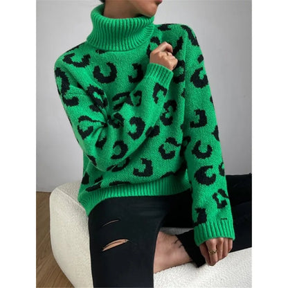 LM | Turtleneck with leopard pattern