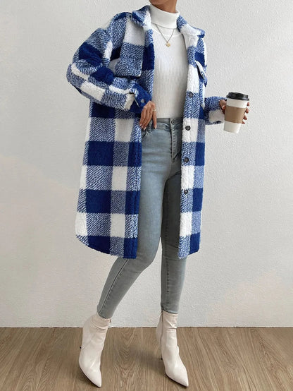 LM | Stylish plaid teddy coat