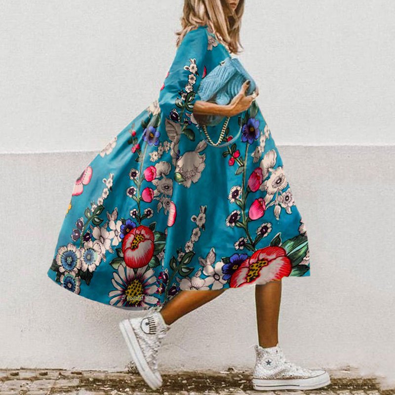 LM | Flowing midi dress with floral pattern