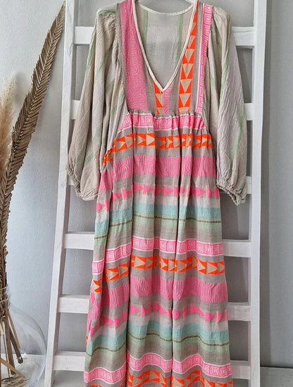 LM | Long-sleeved maxi dress with V-neckline