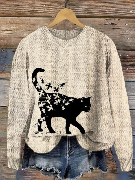 Maple Leaf Cat Cozy Sweater elevenforest