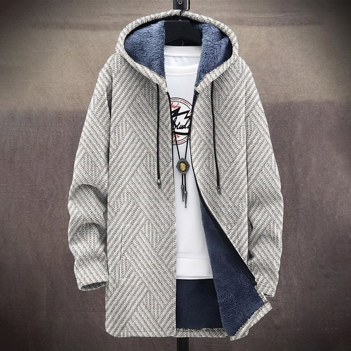Men's Vintage Knitted Graphic Comfort Plush Hooded Coat elevenforest