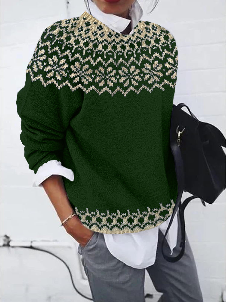 Vintage Jacquard Cozy Knit Icelandic Sweater artswardrobe