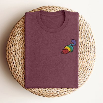 Women's Retro Colorful Cat Art Print Short Sleeve T-shirt elevenforest