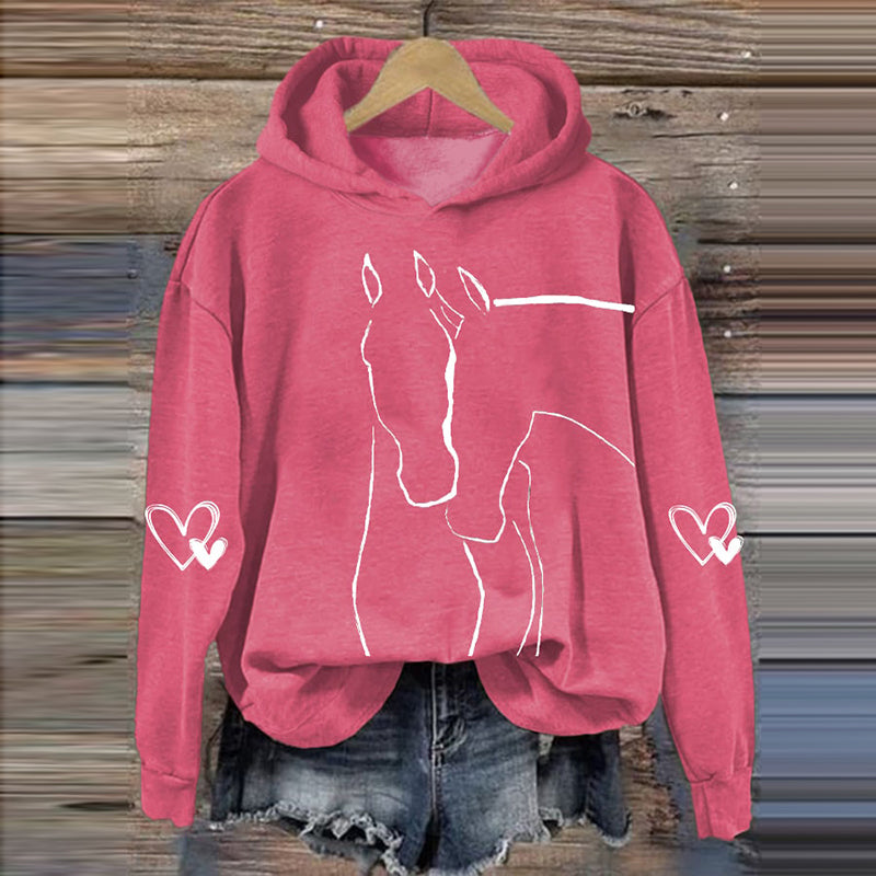 Comstylish Women's Valentine's Day Cute Pony Casual Hoodie